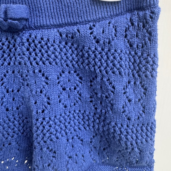 Janie and Jack 3T Girls Blue Crochet Shorts with Scalloped Hem - Picture 2 of 5